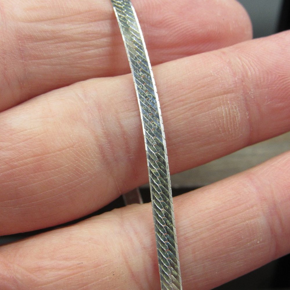 7" Sterling Silver Chain Pattern Bracelet Vintage